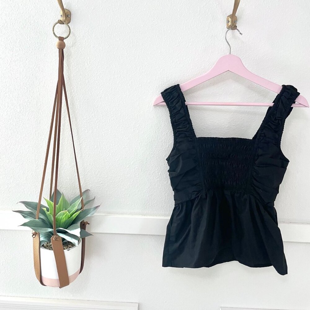 GANNI Gathered Detailing Peplum Blouse Size 38/ US 6 Black - Picture 3 of 8